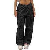 DUKBUBI Parachute Pants for Women Elastic Waistline Drawstring Cargo Pants with Pockets Casual Hiking Pants