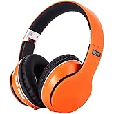 OYEALEX Active Noise Cancelling Headphones, Wireless Over Ear Bluetooth Headphones with Microphone Foldable Headphone with HiFi Audio Deep Bass for Home Travel Office Orange
