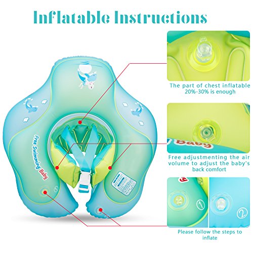 Victostar Baby Inflatable Swimming Float Ring Children Waist Float Ring Inflatable Floats with Safety Belt Swimming Pool Toys Swim Trainer for 6-30 Month (L)