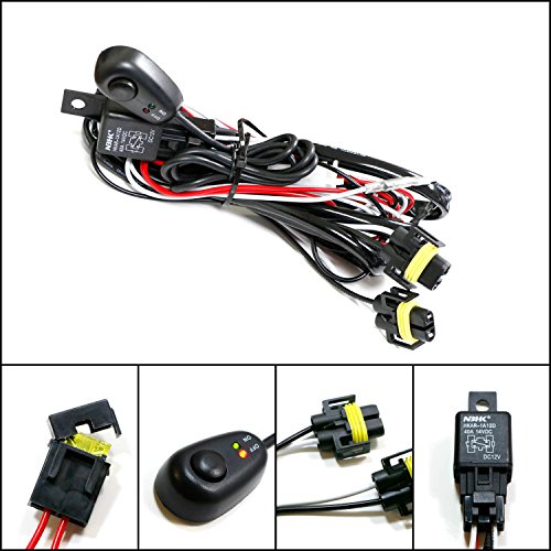 iJDMTOY (1) H11/H8 Relay Harness Wire Kit with LED Light ON/OFF Switch For Aftermarket Fog Lights, Driving Lights, HID Conversion Kit, LED Work Lamp, etc