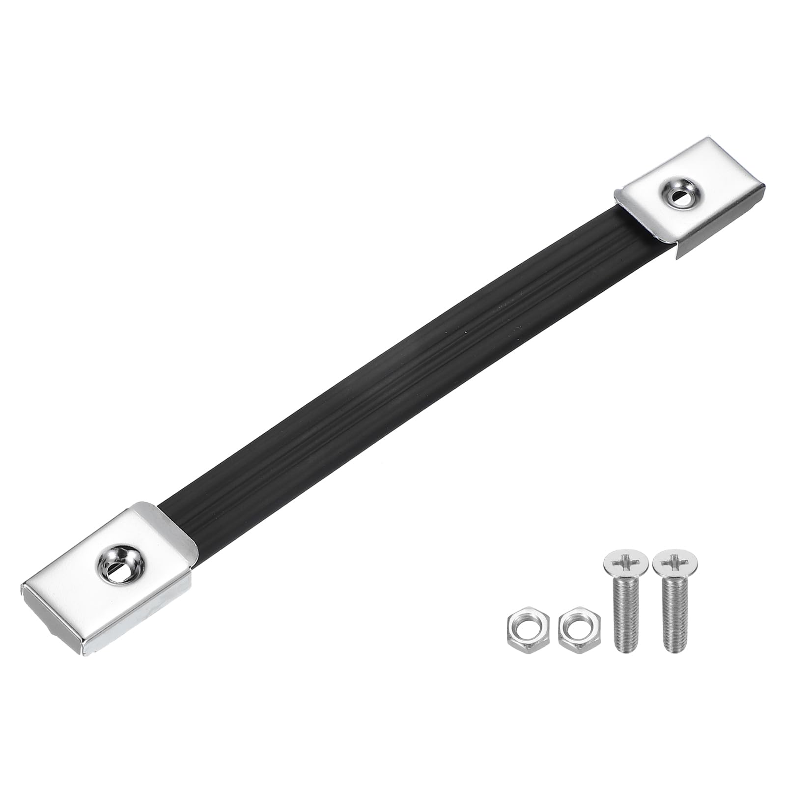 PATIKIL Handle Strap Replacement 9.5 Inch, Rubber Amplifiers Speaker Cabinet Strap Handle with Metal End Caps and Hardware Accessories, Silver Tone