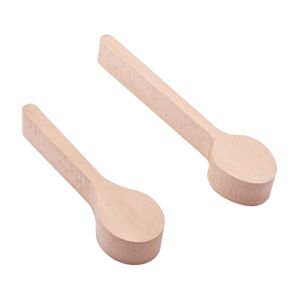 WANDIC Wood Carving Spoon Blank, 2 Pcs Craft Whittling Kit Unfinished Spoon Wood Beech wood For Carving Spoon Shape, 2 Sizes
