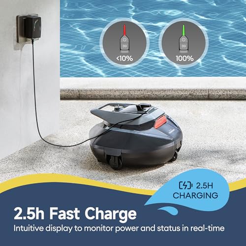 Pooleco Robotic Pool Cleaner, Pool Vacuum for Above & In-Ground Pool, Dual-Motor Suction, 90Mins Runtime Automatic Self-Parking, 2.5h Fast Charging, Up to 850 Sq.ft, Pooleco S110