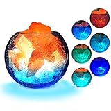 V.C.Formark USB Himalayan Salt Lamp, Release Negative Ion Purifying Air, Visual Impact of Ice and Fire, Adjustable LED Brightness Salt Rock Lamp, Used for Desk, Bedroom, Living Room and Gift