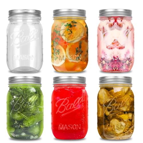 Withosent 500 ml Preserving Jars with Screw Lids, Pack of 6 Mason Jar Jars, Airtight Jam Jars for Overnight Oats, Preservation, Pickles, Honey, Yogurt, Nuts, Sweets