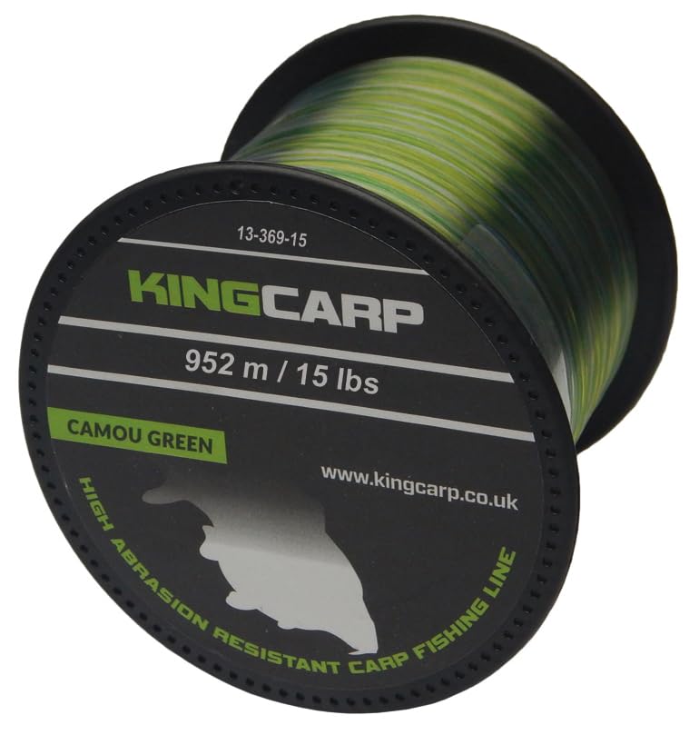 KING CARP - 1/4 lb Spools of CAMOU GREEN Bulk Extra Strong Monofilament Carp & Specimen Coarse Fishing Line - comes in 10, 12, 15 & 20lbs breaking strains (12lbs)