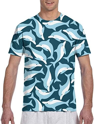 日本製 頭が変なイルカblue 338ファッションメンズラウンドネックデザイン半袖スリムフィットカジュアルtシャツにセーリング