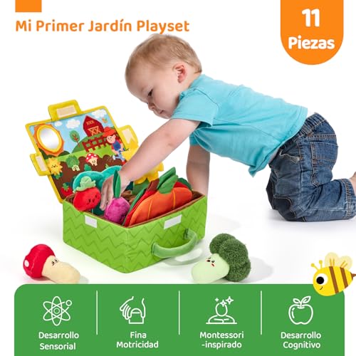 hahaland Montessori Toys 1 Year – Interactive Sensory Plush Toys Babies 6-12 Months, Plant Suitcase Toy Travel Educational Gift 1 2 Years