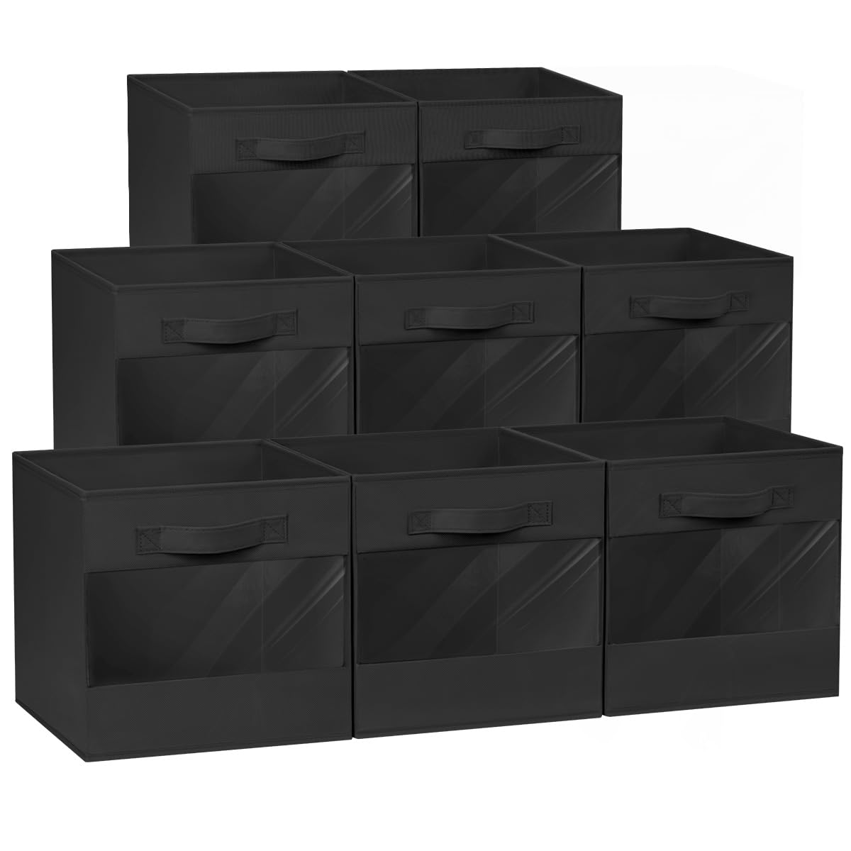 Photo 1 of DIMJ Storage Cubes, 11-Inch Collapsible Fabric Storage Cubes for Shelves Closet - Clear Window Storage Bins Baskets for Organize Clothes, Blankets, Toys (8-Pack, Black)