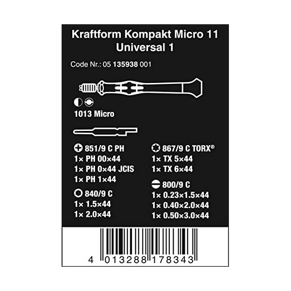 Wera 05135938001 Kraftform Kompakt Micro-Set/11 SB Elektroniker-Schraubendrehersatz, 11-teilig, EinheitsgrÃ¶Ãe – Bild 3
