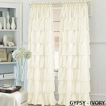 Amazon Com Sapphire Home Set Of 2 Gypsy Ruffle Window Curtain