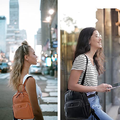 Women Small Backpack Purse，Soft Faux Leather, Multiple Pockets, Casual Daypack for Teens Girls, Shoulder Bag Handbags Orange 73