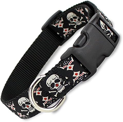 Tribal Skull &amp; Crossbones Dog Collar, Small, 5/8" Wide (Fits 8.5" - 13")
