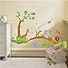 Jungle Animal Across the Bridge Removable Cartoon Wall Sticker Wall Decal Wall Decor Wallpaper for Kids Children Room