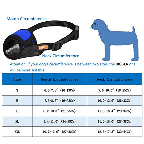 Soft Dog Muzzle Cover with Dogs Hook & Loop for Small,Medium and Large Dogs, Anti Biting and Chewing, Adjustable, Breathable(M,Blue)