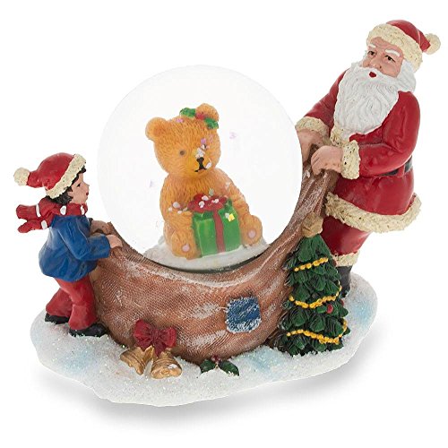 BestPysanky Santa Opening a Teddy Bear Gift Miniature Snow Globe