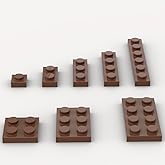 Classic Building Plate Assortment Pack, 100Pcs Brown Bulk Plates with 8 Size Building Plate Base Plate, Compatible with Lego Parts and Pieces, Building Bricks, for Most Brands(Color:Brown)