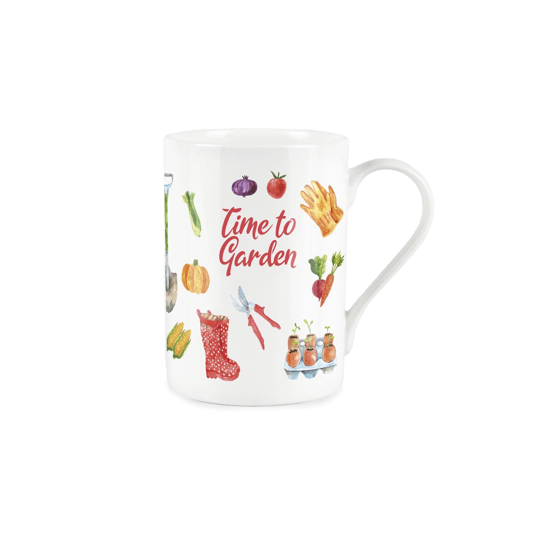 Purely Home Time to Garden Mug - Bone China Style White Garden Coffee/Tea Present Gift