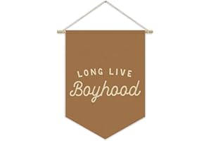 XYDEG Fall Room Decor,Long Live Boyhood Boy Room Canvas Banner Nursery Playroom Wall Decor for Boys Bedroom Toddler Decorations Teen Boy Room Decor,Playroom Decor Wall Hanging Flag 15x11 Inch（Brown)