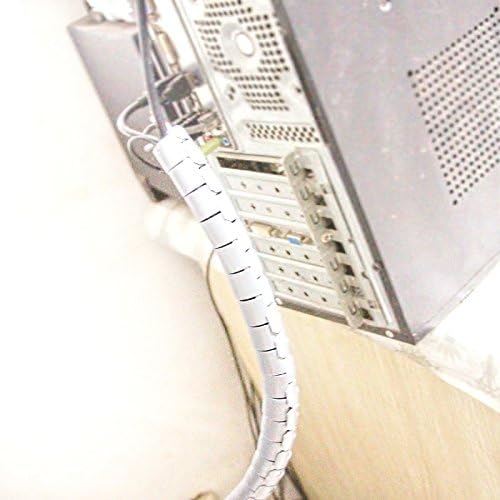 JZK 1.5m White Cable Organizer, 2.5cm ID, Flexible Spiral Wrap for PC TV, Stereo Cables - Image 3