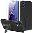 Case for Motorola Moto G84 5G Phone Case with Glass Screen Protector, 360° Rotatable Folding Hidden Kickstand/Stand Silicone TPU Protective Cover Case for Motorola Moto G84 5G XT2347 - Black