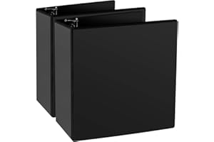 CIXILDTS 4" 3 Ring Binder, Standard 4-Inch Slant-D Ring Binder Fit Letter Size Paper, Presentation View Binders, 2 Packs, Black