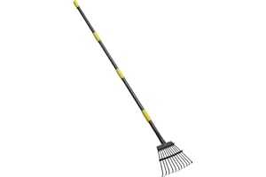 SANDEGOO Adjustable Garden Rake Leaf, 60 inch Collect Loose Debris Among Delicate Plants, Lawns and Yards, Expandable Head from 15 inch to 60 inch. Ideal Garden Rake Tools