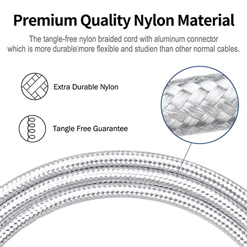 TIMMY Phone Charger Cable 4PACK 6Feet Extra Long Nylon Braided USB Charging Cable High Speed Connector Data Sync Transfer Cord Compatible with Phone XS Max/X/8/7/Plus/6S/6/SE/5S ipad (Silver-4pack)