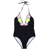 Victoria's Secret Pink Bathing Suit One Piece (Small, Black Floral)