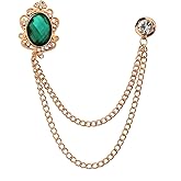 Men's Gem Brooch Crystal Lapel Pin for Men Tassel Chain Brooch Collar Pins Rhinestone Brooch Pin Hanging Chain Lapel Pins for Men Suits Shirts Tuxedo Accessories for Prom Wedding Birthday Party