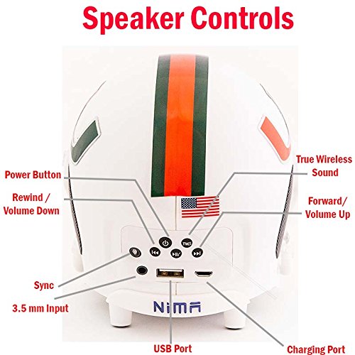 Nima Athletics NCAA Football Miami Hurricanes Wireless Bluetooth Speaker. Officially Licensed Portable Helmet Speaker by NCAA College Football - Small - Thumbnail 5