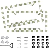 2Pcs Green Checkered Cute Aluminum Alloy License Plate Holder License Plate Frames with Screw Cap