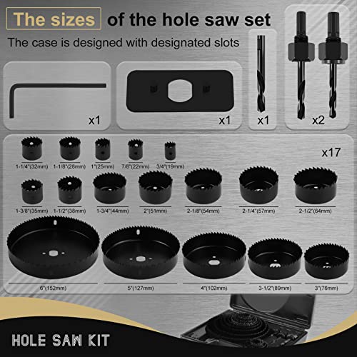 JOHOUSE Hole Saw Kit, 24PCS Hole Saw Set 3/4\