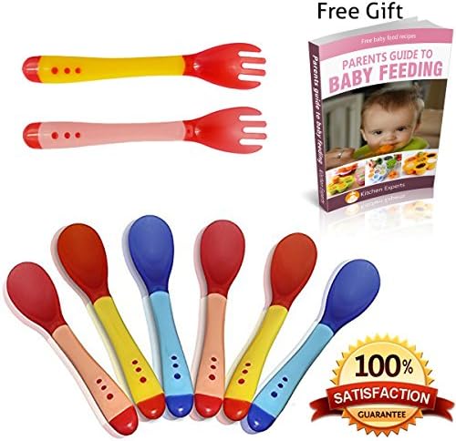 Kitchen Experts Baby Spoons Plus 2 Silicone Forks And Ebook- Perfect For Introducing Solids And First Weaning Foods- Safe