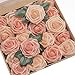 Ling's moment Roses Artificial Flowers for DIY Wedding Bouquets Centerpieces Bridal Shower Party Home Decorations (Shimmer Blush & Peach, 50pcs Regular 3