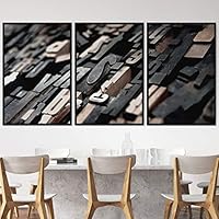 3 Piece Framed Canvas Wall Art Abstract Industrial Multicolor Patterns Canvas Prints Home Artwork Decoration for Living Room,Bedroom - 16