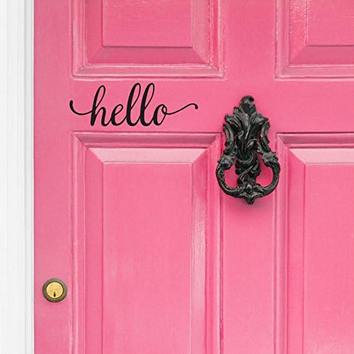 Black Hello Front Door Vinyl Decal Script Handwriting Wall Art Decor Sticker Lettering Removable - Charlie Script