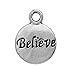 Craft Making Shop 50 Antique Silver Circle Round Believe Word Charm with Ring 1/2 Inch or 15 x 12mm