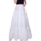YULUOSHA Women's Crinoline Petticoat Hoopless Skirt A-Line Underskirt Full Gown Half Slips for Dresses Lingerie Long Skirt