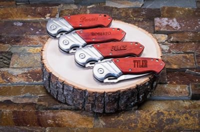 Engraved Custom Pocket Knives- Personalized Knife Husband Groomsmen Gift Groomsman Hunting Man Mens Boyfriend Wedding Gifts Folding Blade Rustic Buck Knifes Spring Assisted Opening
