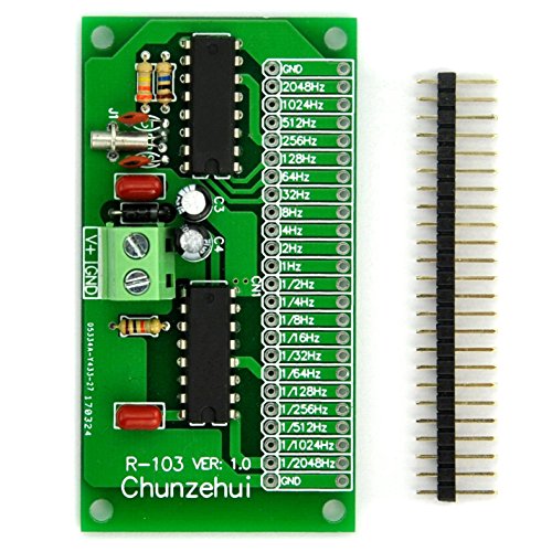 Chunzehui 2048Hz ~ 0.00049Hz(1/2048Hz) Extremely / Super Low Frequency Square Wave Oscillator Module, Square Wave Signal Generator. Total 22 output ports, at the same time can output 22 frequencies.