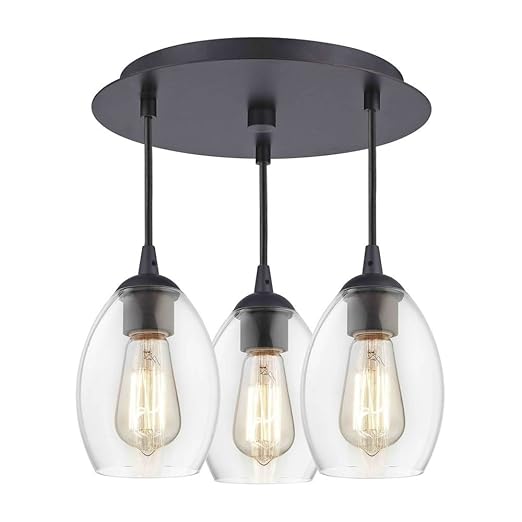 3 Light Semi Flush Ceiling Light With Clear Oblong Glass In Bronze