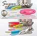 Marked Measures 10 Pcs Stainless Steel Measuring Cups and Spoons Set by CHOICE@HOME-Polished Stackable Set with 2 Rings Holder and Colorful Silicone Handles-Accurate Measurement for Cooking or Baking