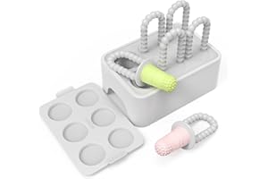 MORLIKE LIVING Morlike Baby Tiny Pops, 100% Silicone Popsicle Mold for Infants 4 Months +, Breastmilk Ice Pop Molds Teethers for Teething Relief, Baby Essentials, BPA Free & Dishwasher Safe (Grey)