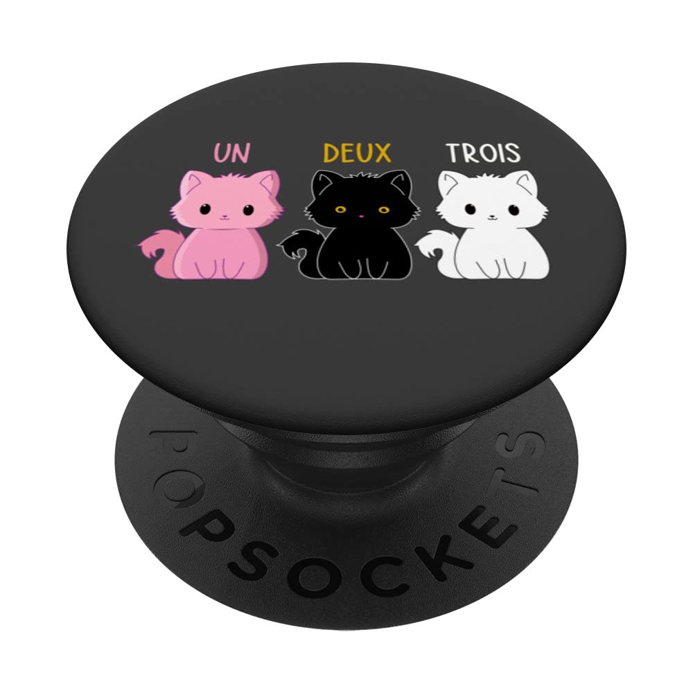 Un Deux Trois Cat Funny French Cat Lover Meow Pet Kittens PopSockets Swappable PopGrip