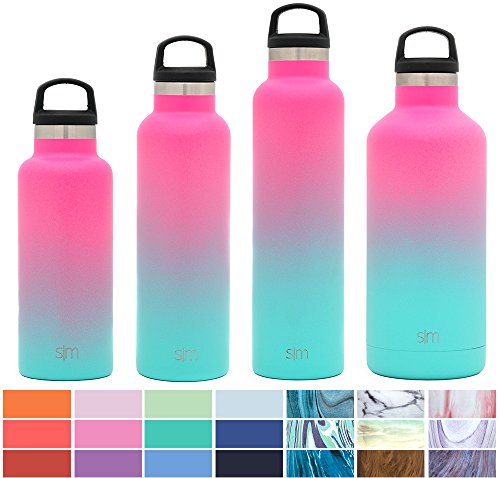 Simple Modern 24oz Ascent Water Bottle - Stainless Steel Hydro Swell Flask w/Handle Lid - Double Wall Vacuum Insulated Reusable Tumbler Small Kids Coffee Leakproof Thermos - Sorbet