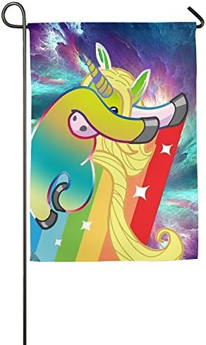 Rainbow Unicorn Dab Dance Dabbing Hip-Hop Pose Decorative Garden 1218 Inches Banner Flag Garden Flag White