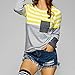 Women Long Sleeve Shirt,Napoo Hot Early Autumn Stripe Color Block Pullover Loose Blouse With Pocket Plus Size