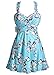 COCOPEAR Women's Elegant Crossover One Piece Swimdress Floral Skirted Swimsuit Medium Aquamarine Floral L/8-10