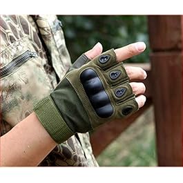 Cratos Stylish Half Finger Motorcycle Riding Gloves (Military Green, Medium) (armygreen)